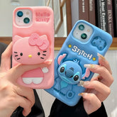 3D Stitch & Kitty Face Case with Holder for iPhone